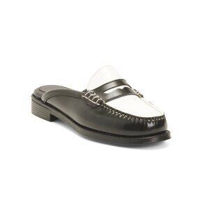 GH BASS Black/white Leather Wynn Easy Weejuns Mules